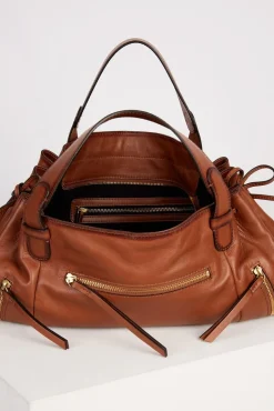 Sac A Main En Cuir De Veau Camel - Rebelle Gd