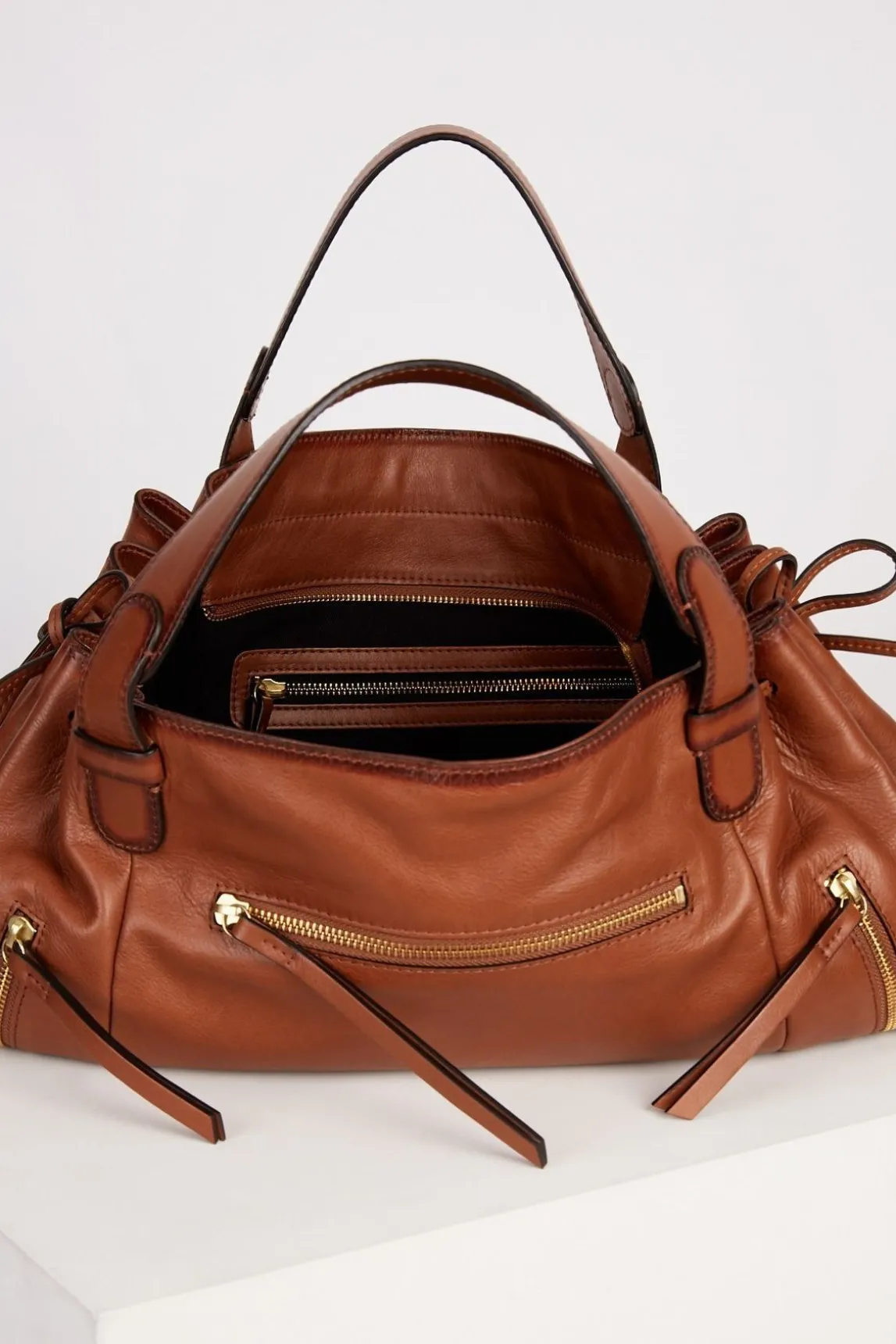 Sac A Main En Cuir De Veau Camel - Rebelle Gd