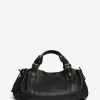 Sac A Main En Cuir Graine Noir/Or - 24H