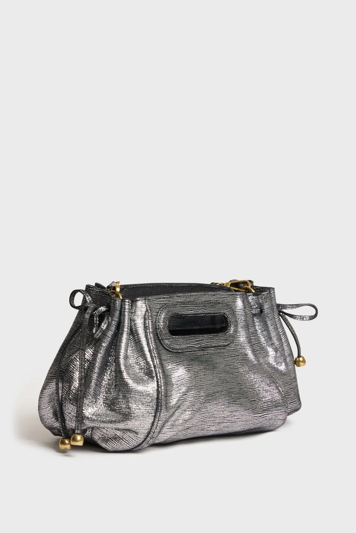 Sac A Main En Cuir Lamine Effet Glitter - Mini Dany