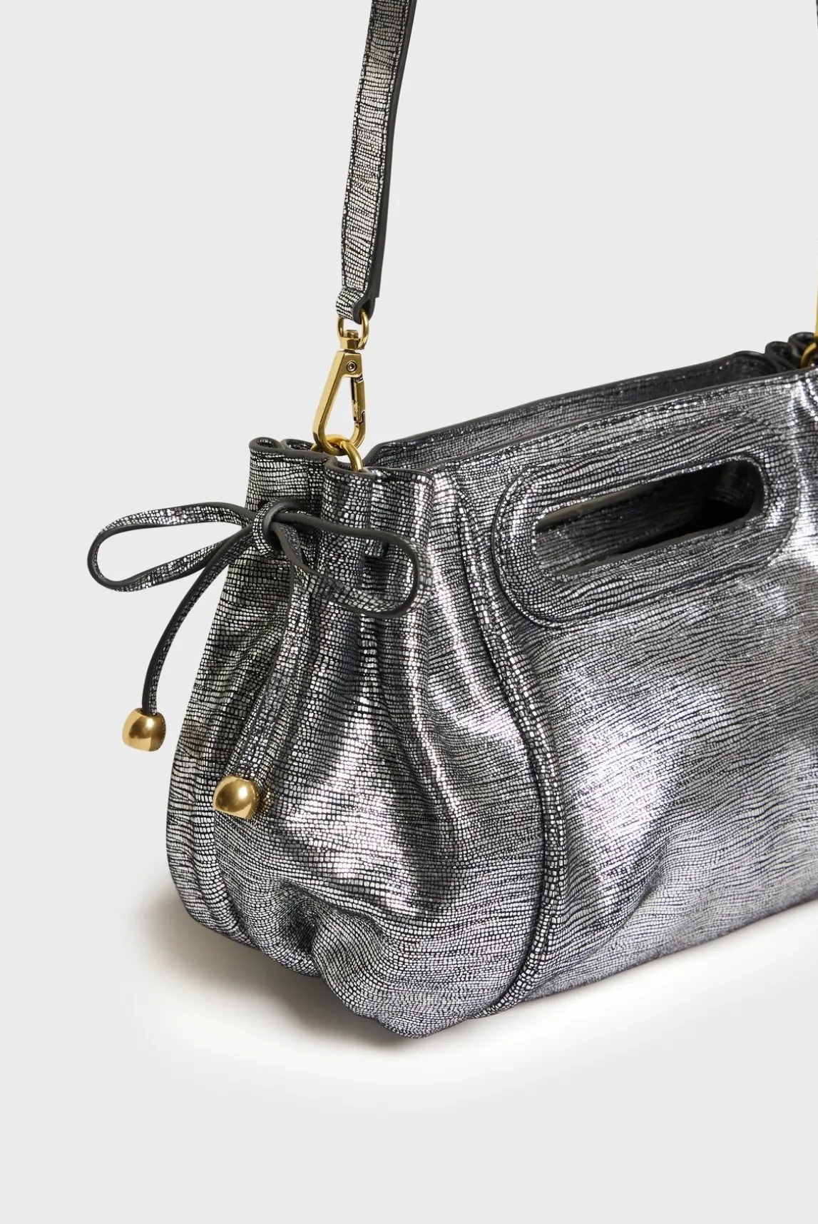 Sac A Main En Cuir Lamine Effet Glitter - Mini Dany