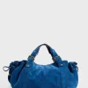 Sac A Main En Cuir Velours Denim - 24H