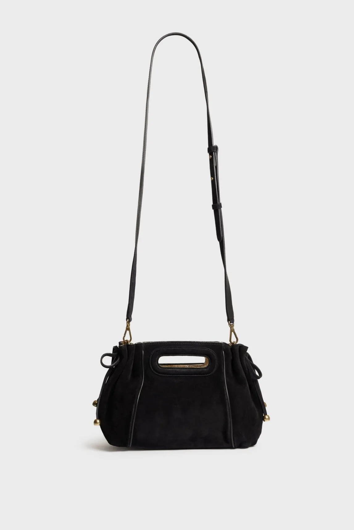 Sac A Main En Cuir Velours Noir - Mini Dany