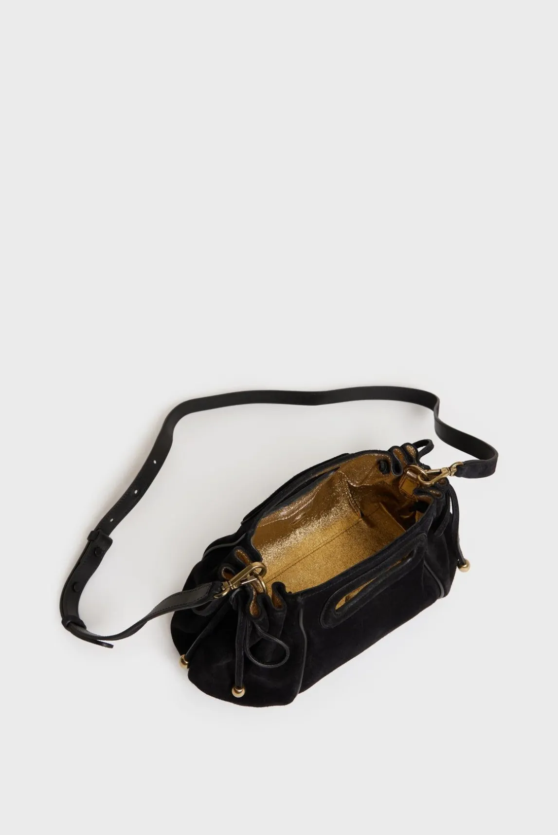 Sac A Main En Cuir Velours Noir - Mini Dany