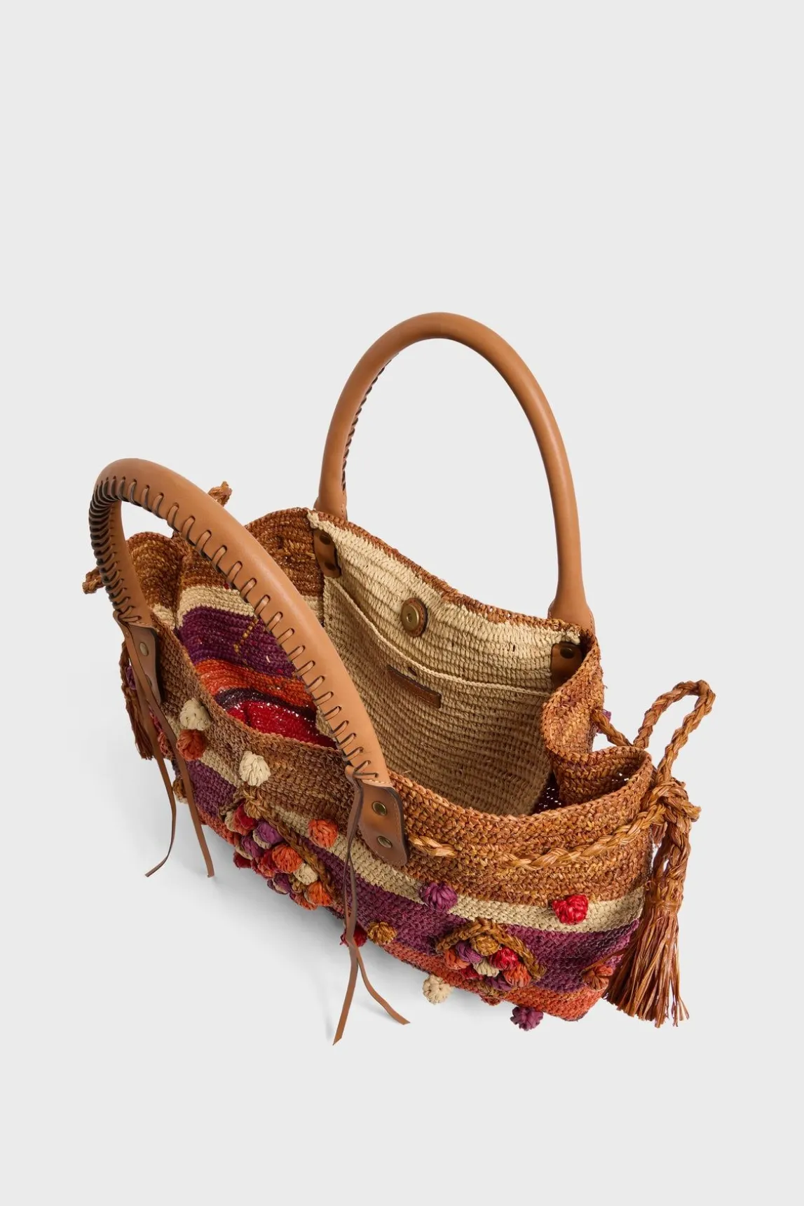 Sac A Main En Raphia Raye Rouge - 24Gd