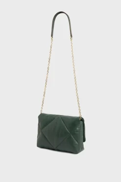 Sac Bandouliere Cuir Matelasse Vert - Fanny