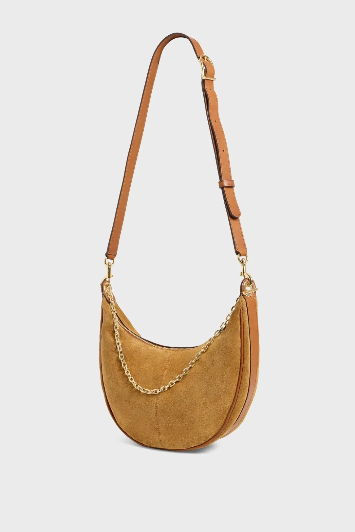 Sac Demi-Lune En Cuir Velours Ble - Suzanne