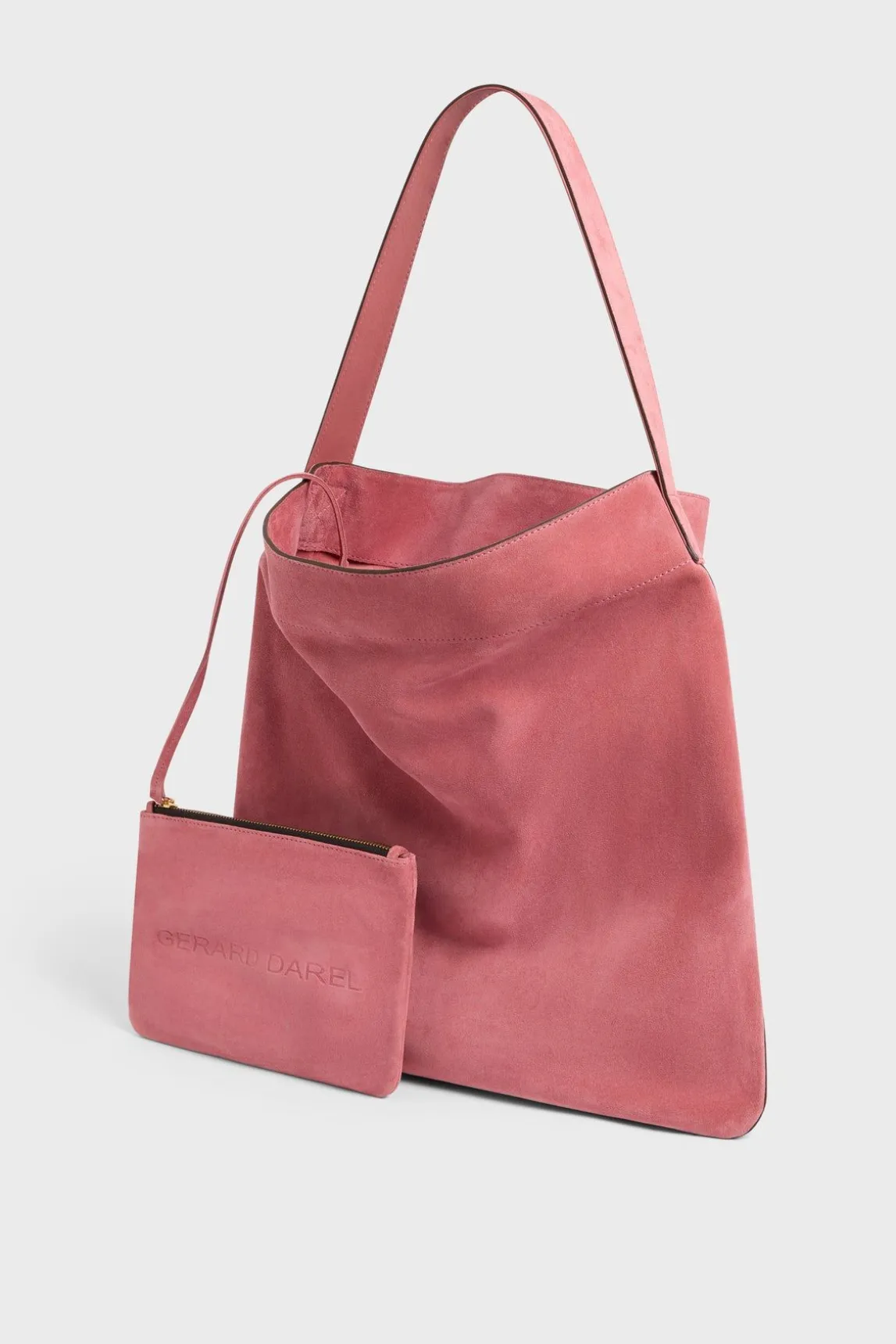 Sac Hobo En Cuir Velours Bois De Rose - Lady