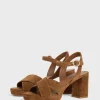 Sandales A Plateforme Cuir Velours Cognac - Lya