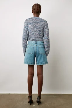 Short En Jean Clair Nuage - Cassis
