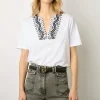 Tshirt Au Col Brode Ecru - Maysam