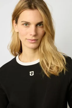 Tshirt Col Rond A Logo Noir - Marlyne