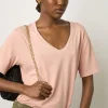 T-Shirt Col Tunisien Coton Rose - Maurine