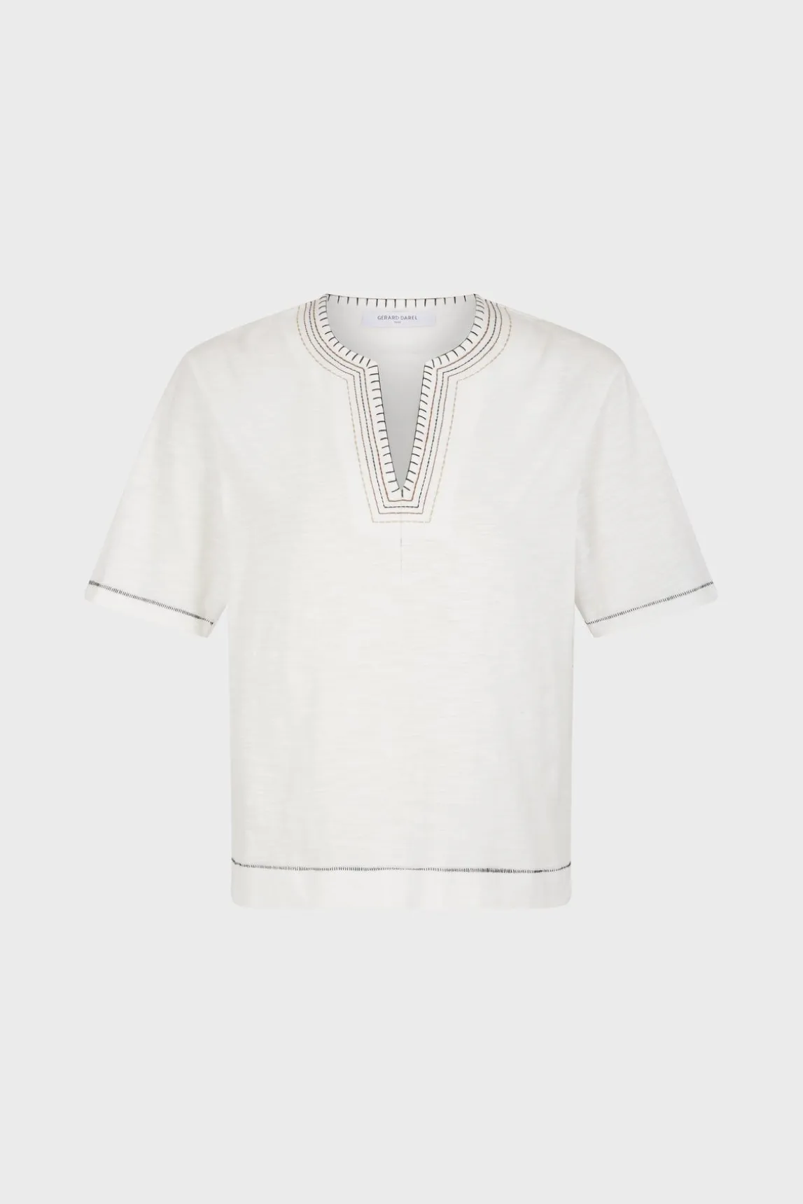 Tshirt Col Tunisien En Coton Ecru - Marina