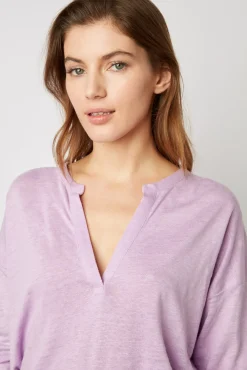 Tshirt Col Tunisien Lilas - Maddie