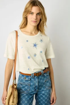 Tshirt Etoiles En Lin Ecru - Manele