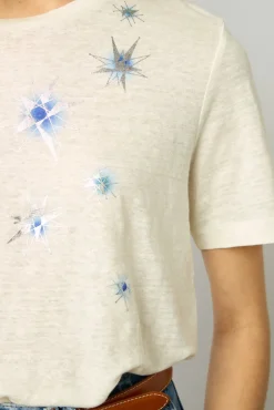 Tshirt Etoiles En Lin Ecru - Manele