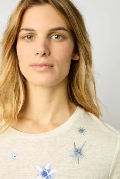 Tshirt Etoiles En Lin Ecru - Manele