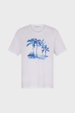 Tshirt Imprime Palmier En Coton Ecru - Mayli