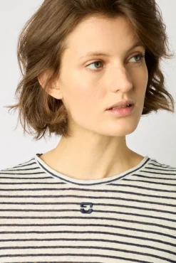 Tshirt Raye En Lin Marine - Myria