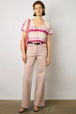 Tshirt Tie And Dye En Lin Fuchsia - Melane