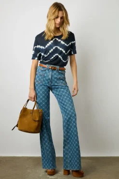 Tshirt Tie And Dye En Lin Indigo - Maroi