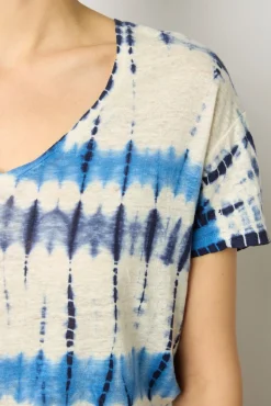 Tshirt Tie And Dye En Lin Indigo - Melane