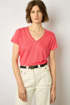 Tshirt V En Lin Ecrevisse - Mindy
