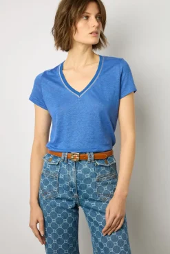 Tshirt V En Lin Electrique - Mindy