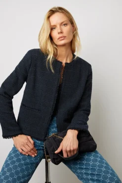 Veste Courte En Tweed Marine - Bynell