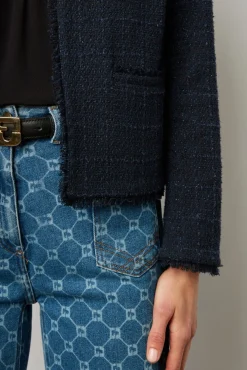 Veste Courte En Tweed Marine - Bynell