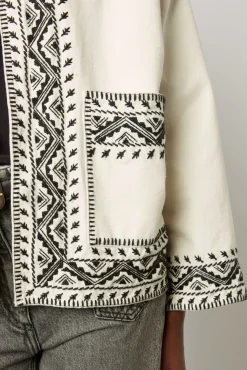 Veste En Coton Brode Ecru - Beverly