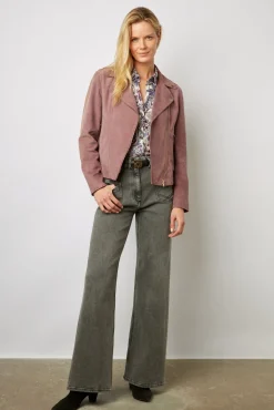 Veste En Cuir Velours Parme - Joceline