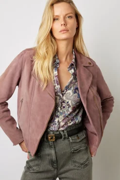 Veste En Cuir Velours Parme - Joceline
