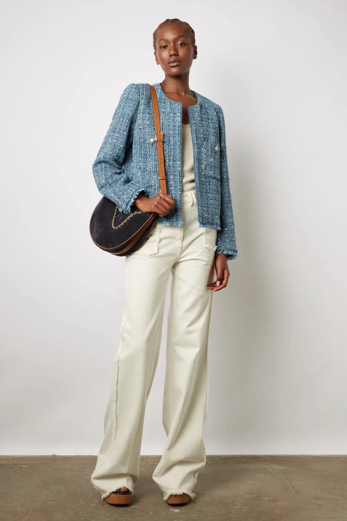 Veste En Tweed Et Lurex Indigo - Belmira