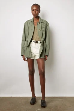 Veste Militaire Brodee Kaki Moyen - Sully