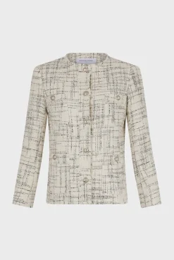 Veste Mi-Longue En Tweed Ecru - Brenda